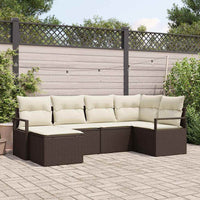 vidaXL Conjunto de Sofás com almofada 6 pcs Preto vime PE