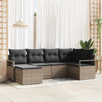 vidaXL Conjunto de Sofás com almofada 6 pcs Preto vime PE