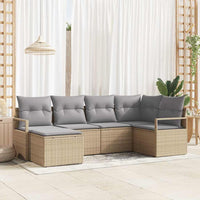 vidaXL Conjunto de Sofás com almofada 6 pcs Preto vime PE