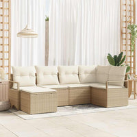 vidaXL Conjunto de Sofás com almofada 6 pcs Preto vime PE