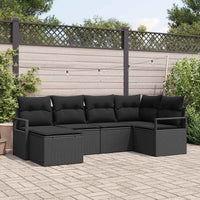 vidaXL Conjunto de Sofás com almofada 6 pcs Preto vime PE