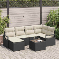 vidaXL Conjunto de Sofás com almofada 6 pcs Preto vime PE
