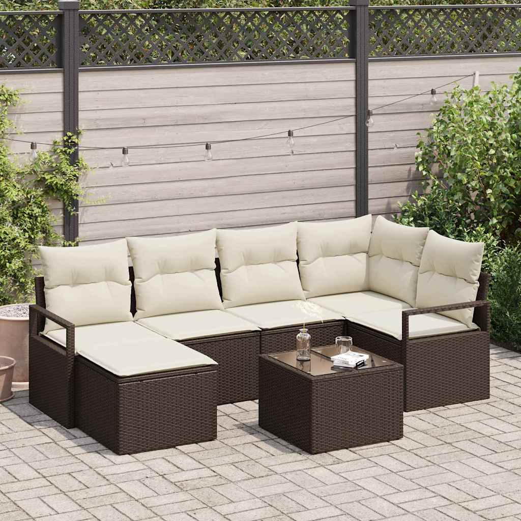 vidaXL Conjunto de Sofás com almofada 6 pcs Preto vime PE