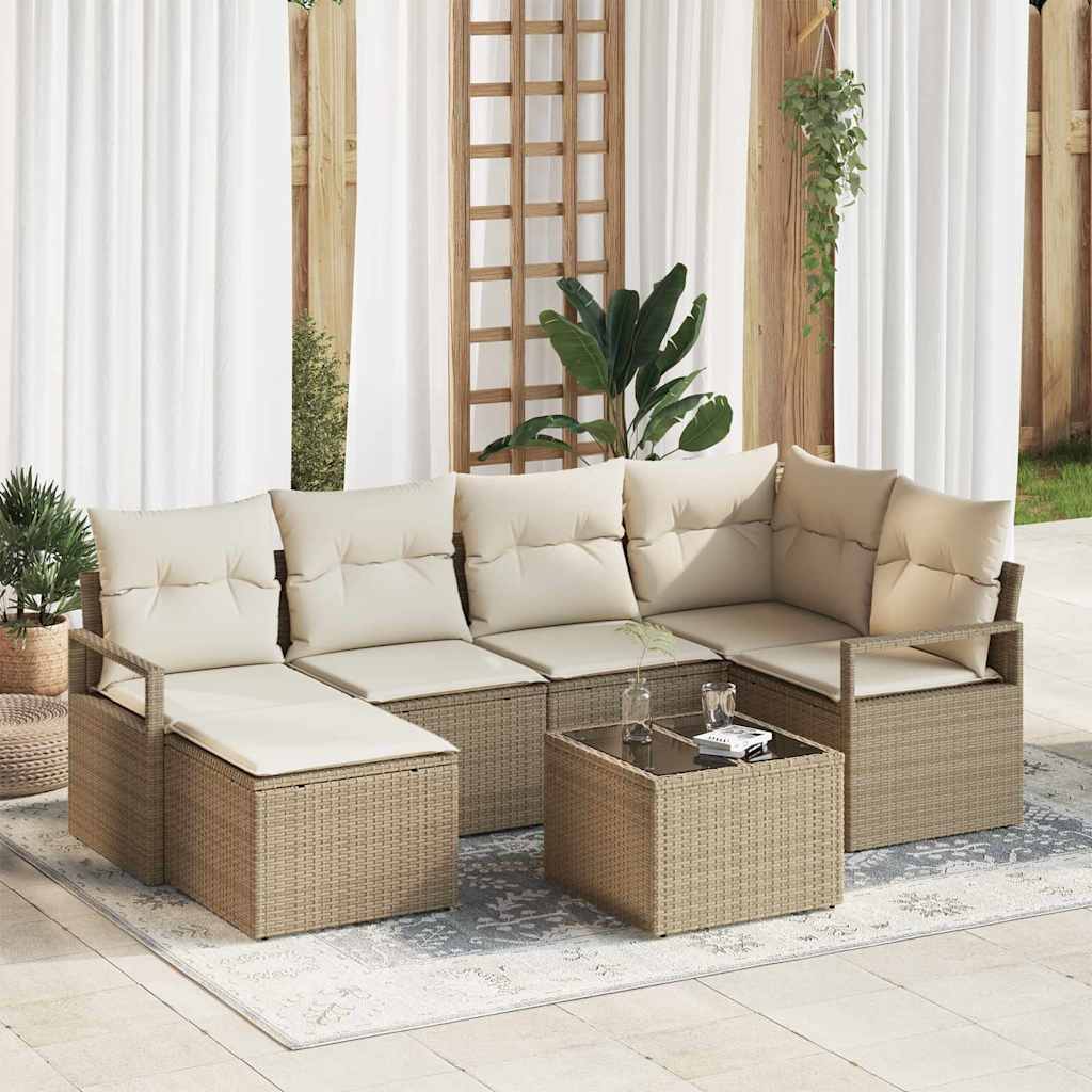 vidaXL Conjunto de Sofás com almofada 6 pcs Preto vime PE
