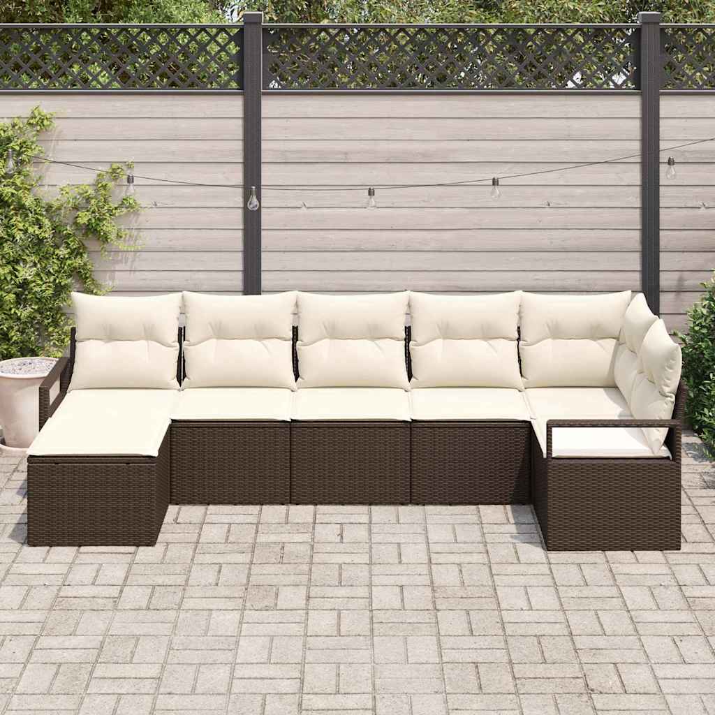 vidaXL Conjunto de Sofás com almofada 7 pcs Preto vime PE