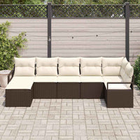 vidaXL Conjunto de Sofás com almofada 7 pcs Preto vime PE