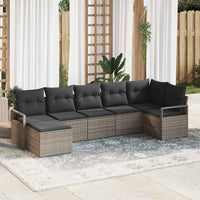 vidaXL Conjunto de Sofás com almofada 7 pcs Preto vime PE