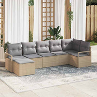 vidaXL Conjunto de Sofás com almofada 7 pcs Preto vime PE