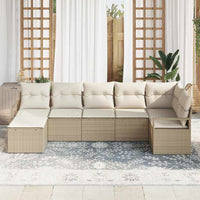 vidaXL Conjunto de Sofás com almofada 7 pcs Preto vime PE