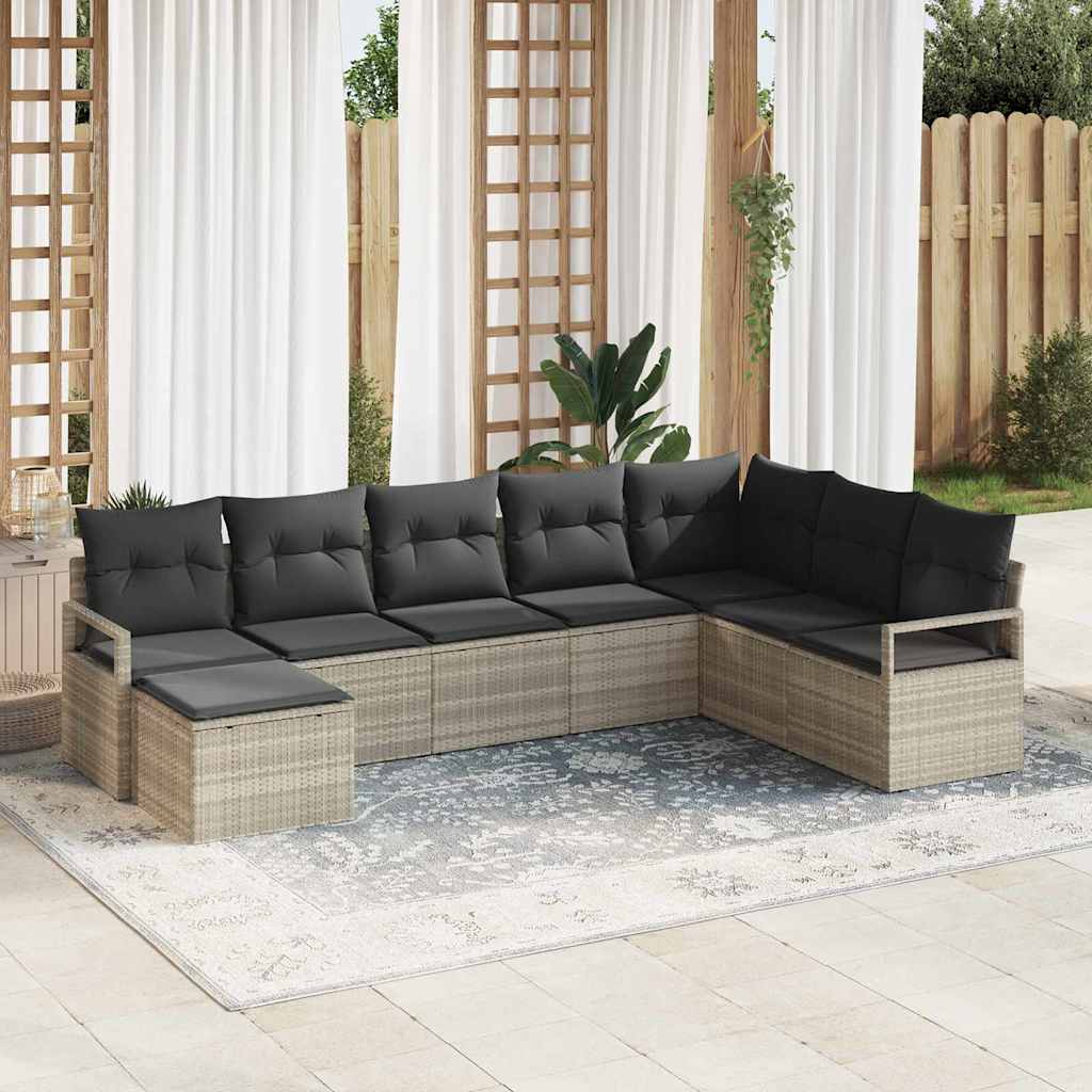 vidaXL Conjunto de Sofás com almofada 7 pcs Preto vime PE