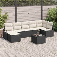 vidaXL Conjunto de Sofás com almofada 7 pcs Preto vime PE
