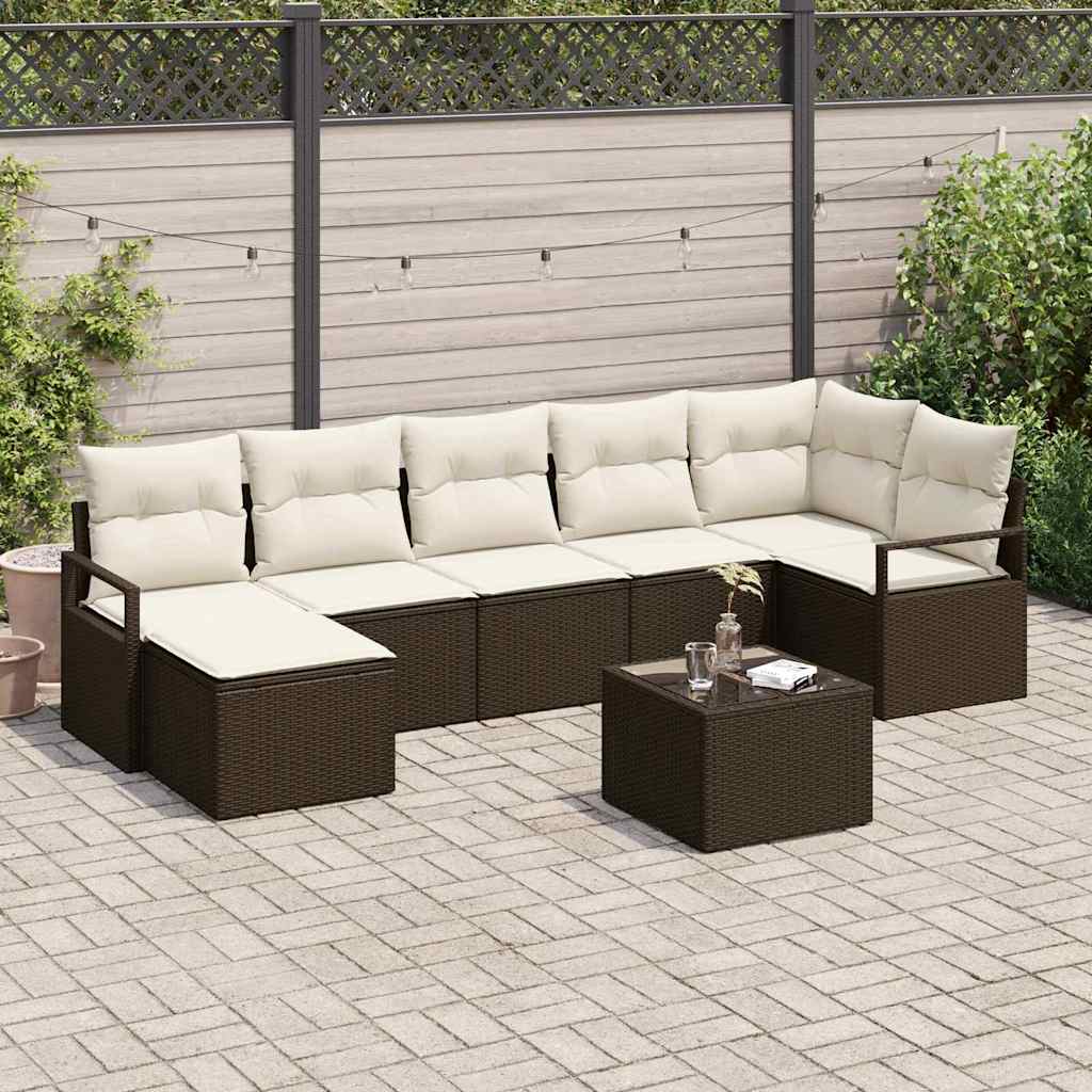 vidaXL Conjunto de Sofás com almofada 7 pcs Preto vime PE