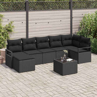 vidaXL Conjunto de Sofás com almofada 7 pcs Preto vime PE