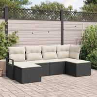 vidaXL Conjunto de Sofás 6 pcs Preto vime PE