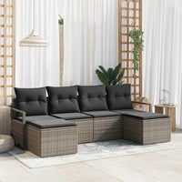 vidaXL Conjunto de Sofás 6 pcs Preto vime PE