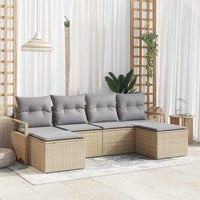 vidaXL Conjunto de Sofás 6 pcs Preto vime PE