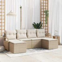vidaXL Conjunto de Sofás 6 pcs Preto vime PE
