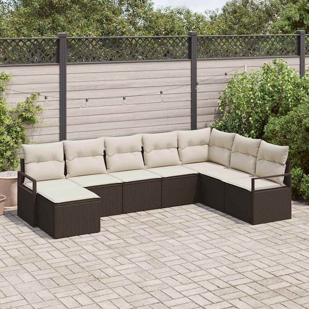 vidaXL Conjunto de Sofás com almofada 8 pcs Preto vime PE