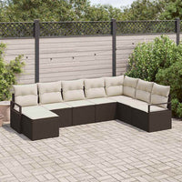 vidaXL Conjunto de Sofás com almofada 8 pcs Preto vime PE