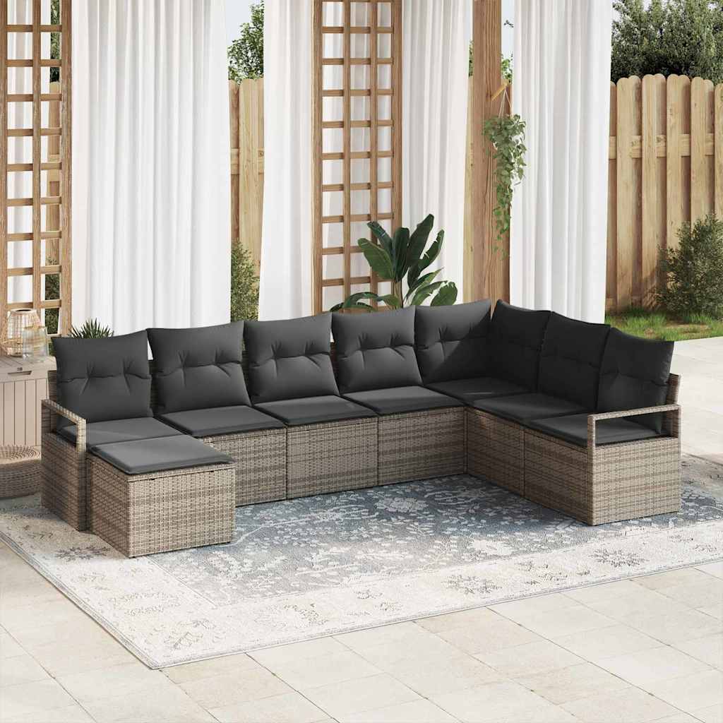 vidaXL Conjunto de Sofás com almofada 8 pcs Preto vime PE