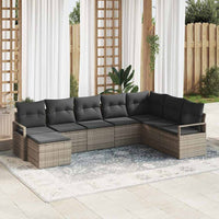 vidaXL Conjunto de Sofás com almofada 8 pcs Preto vime PE
