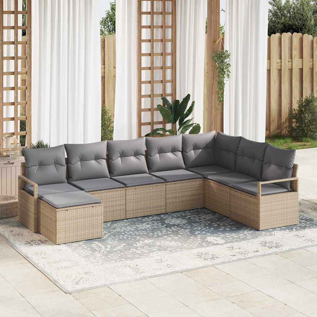 vidaXL Conjunto de Sofás com almofada 8 pcs Preto vime PE
