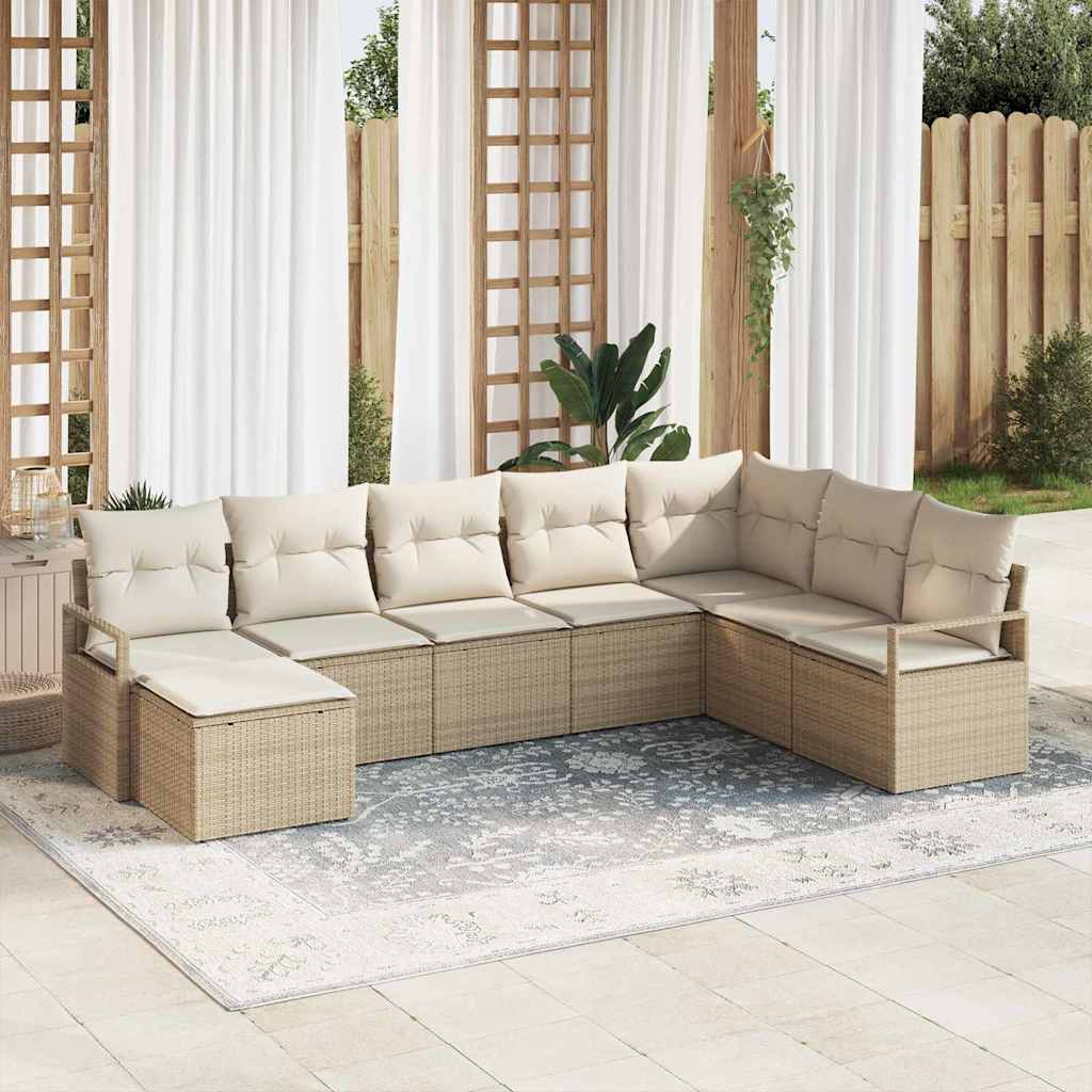 vidaXL Conjunto de Sofás com almofada 8 pcs Preto vime PE