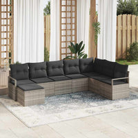 vidaXL Conjunto de Sofás com almofada 8 pcs Preto vime PE
