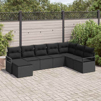 vidaXL Conjunto de Sofás com almofada 8 pcs Preto vime PE