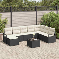 vidaXL Conjunto de Sofás com almofada 8 pcs Preto vime PE