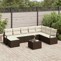 vidaXL Conjunto de Sofás com almofada 8 pcs Preto vime PE
