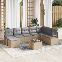 vidaXL Conjunto de Sofás com almofada 8 pcs Preto vime PE
