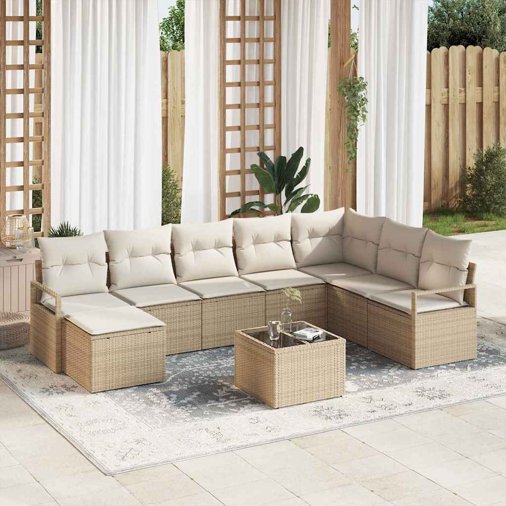 vidaXL Conjunto de Sofás com almofada 8 pcs Preto vime PE