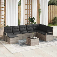 vidaXL Conjunto de Sofás com almofada 8 pcs Preto vime PE