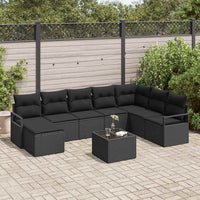 vidaXL Conjunto de Sofás com almofada 8 pcs Preto vime PE