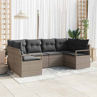 vidaXL Conjunto de Sofás com almofada 6 pcs Preto vime PE
