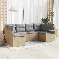 vidaXL Conjunto de Sofás com almofada 6 pcs Preto vime PE