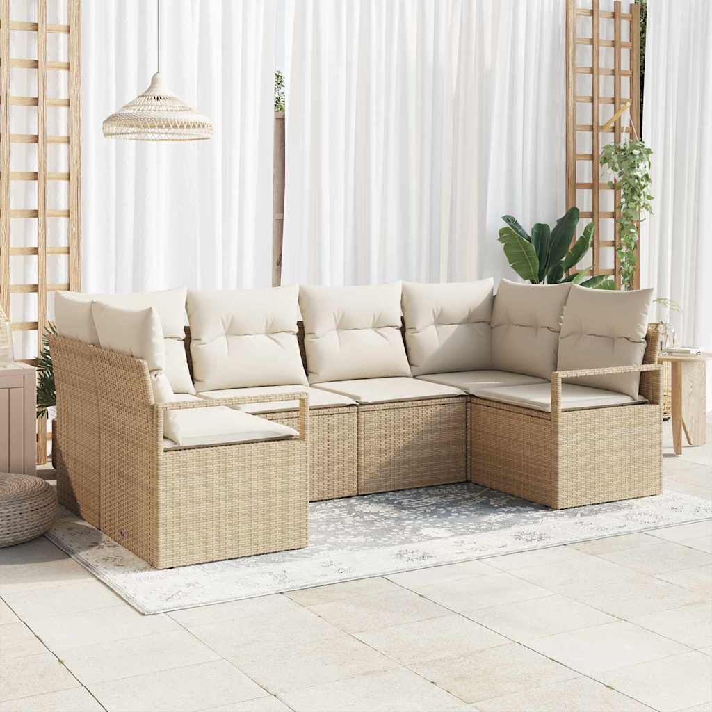 vidaXL Conjunto de Sofás com almofada 6 pcs Preto vime PE