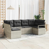 vidaXL Conjunto de Sofás com almofada 6 pcs Preto vime PE