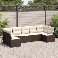 vidaXL Conjunto de Sofás com almofada 7 pcs Preto vime PE