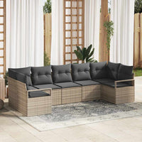 vidaXL Conjunto de Sofás com almofada 7 pcs Preto vime PE