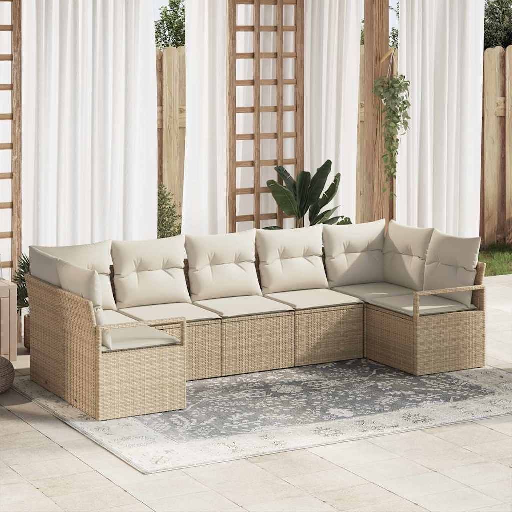 vidaXL Conjunto de Sofás com almofada 7 pcs Preto vime PE