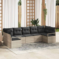 vidaXL Conjunto de Sofás com almofada 7 pcs Preto vime PE