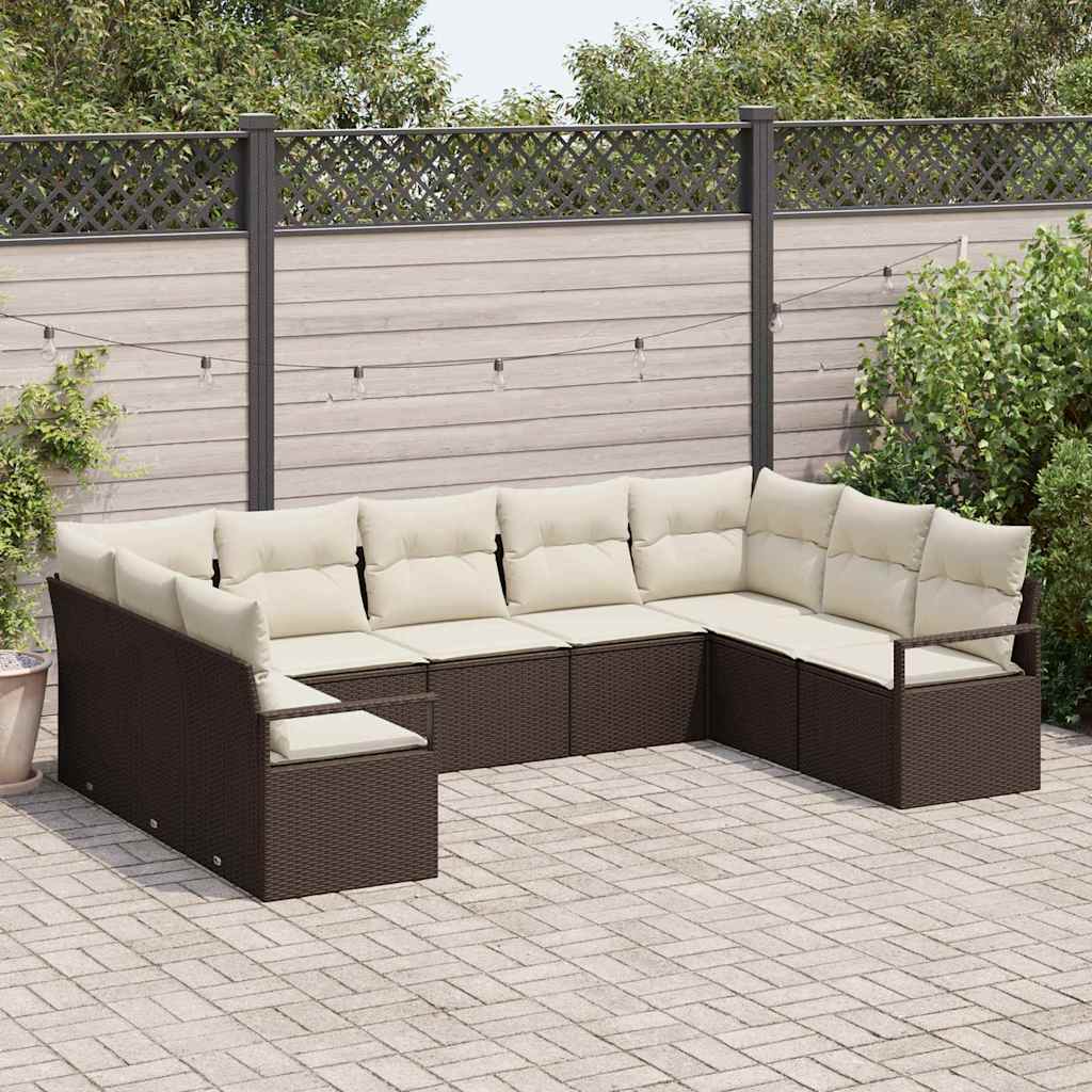 vidaXL Conjunto de Sofás com almofada 9 pcs Preto vime PE