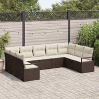 vidaXL Conjunto de Sofás com almofada 9 pcs Preto vime PE