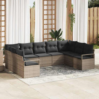 vidaXL Conjunto de Sofás com almofada 9 pcs Preto vime PE