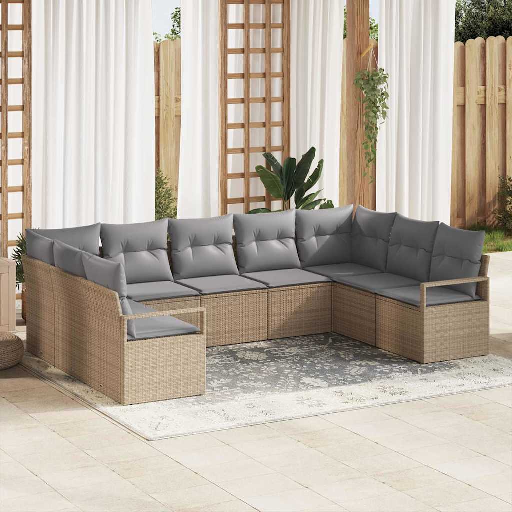 vidaXL Conjunto de Sofás com almofada 9 pcs Preto vime PE