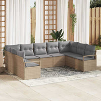 vidaXL Conjunto de Sofás com almofada 9 pcs Preto vime PE
