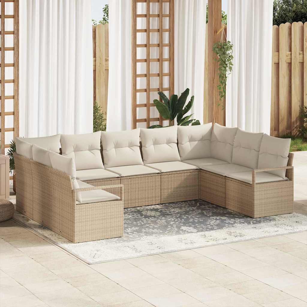 vidaXL Conjunto de Sofás com almofada 9 pcs Preto vime PE