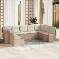 vidaXL Conjunto de Sofás com almofada 9 pcs Preto vime PE